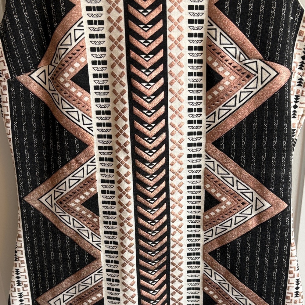 Charlotte Russe Zigzag Pattern Mini Dress - Black, White, Brown - Picture 3 of 7